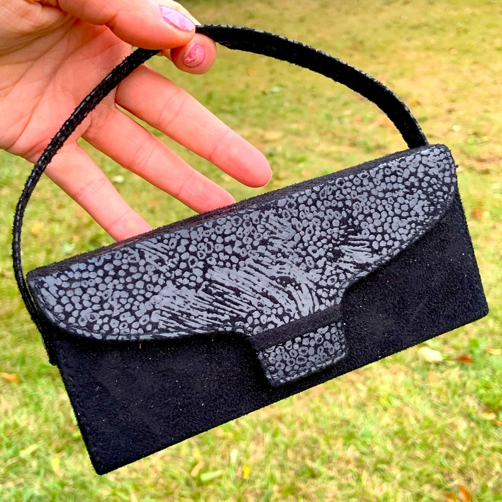 Black velvet evening bag
